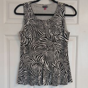 Vince Camuto Black and White Zebra Print Tank Top